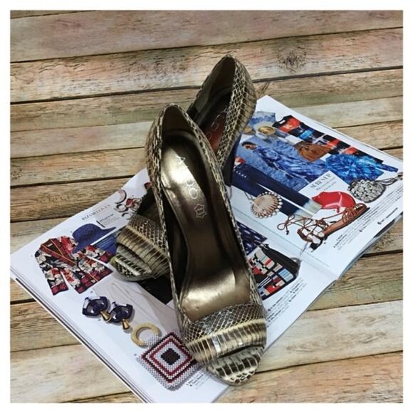 Aldo Snake Reptile Peep Toe Heels - Size 39 (8.5) - Picture 2 of 8